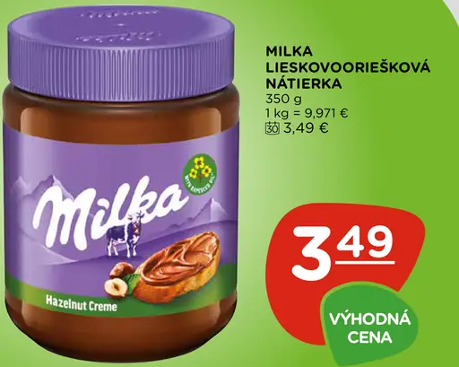 Milka Lieskovooriešková nátierka