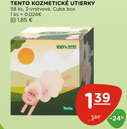 Tento Kozmetické Utierky 3-vrstvové, Cuba box