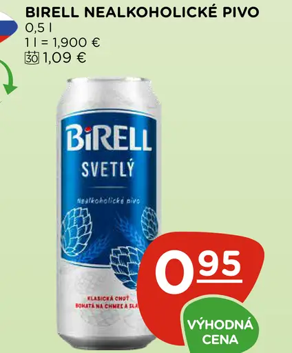 Birell Svetlý nealkoholické pivo plechovka