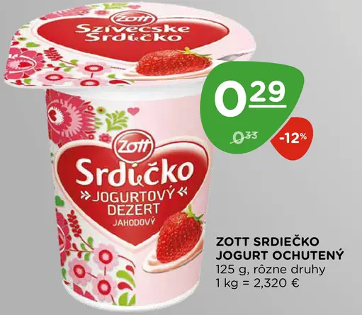 Zott Srdiečko jogurtový dezert jahodový