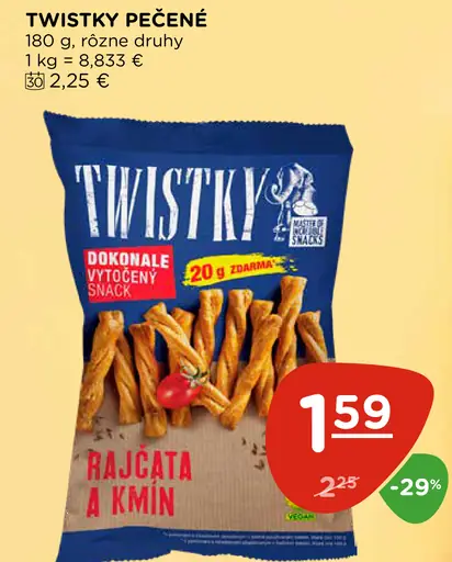 Twistky pečené rajčatá a kmín snack
