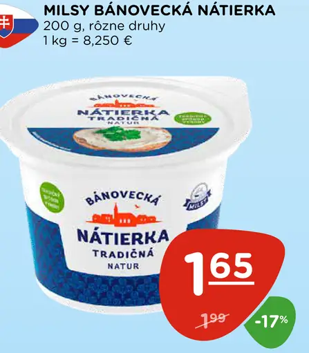 Milsy Bánovecká nátierka tradičná natur