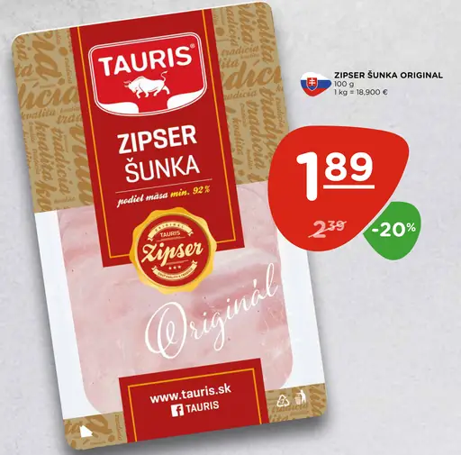 Tauris Zipser šunka originál