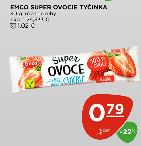 Emco Super Ovocie tyčinka jahoda bez cukru