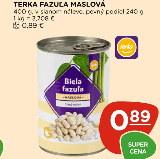 Terka fazuľa maslová biela v slanom náleve