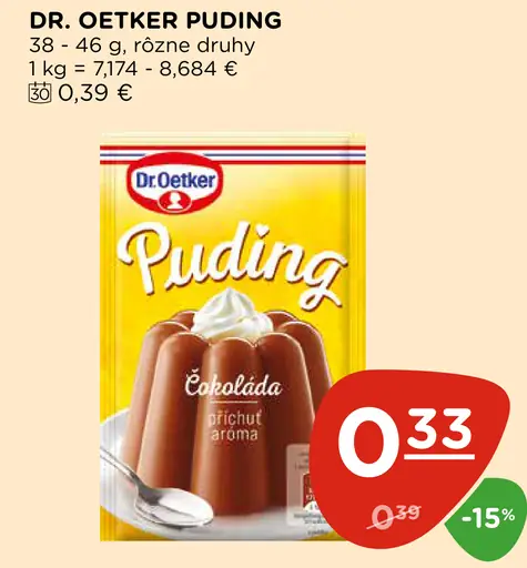 Dr. Oetker puding čokoládový a iné príchute