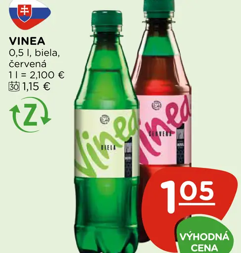 Vinea hroznový nápoj biela, červená