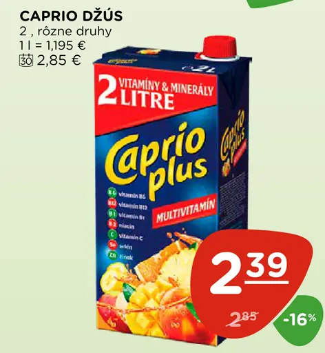 Caprio džús rôzne druhy