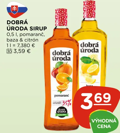 Dobrá Úroda sirup pomaranč, baza s citrónom