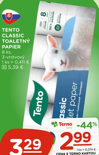 Tento Classic Toaletný papier 3-vrstvový