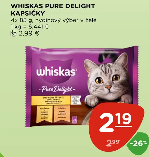 Whiskas kapsičky Pure Delight hydinový výber v želé