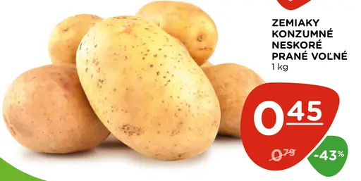 Zemiaky konzumné neskoré prané voľne