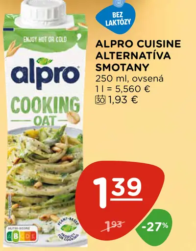 Alpro Cuisine alternatíva smotany na varenie ovsená