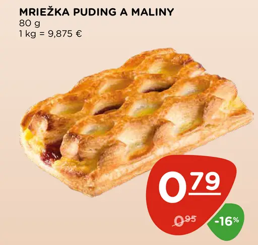 Mriežka puding a maliny