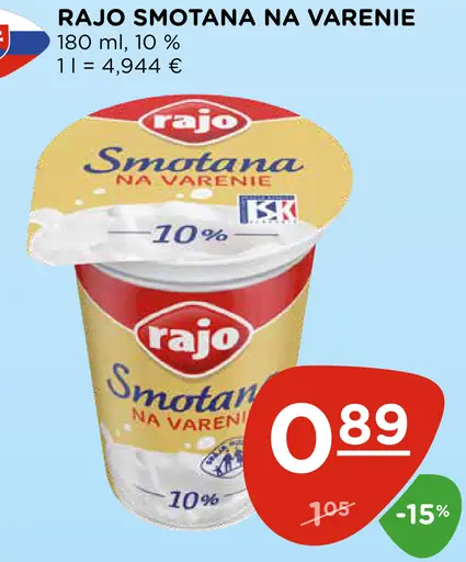 Rajo Smotana na varenie 10%