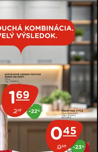 Kostelecké Uzeniny Poctivá šunka od kosti