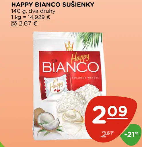 Happy Bianco sušienky kokosové