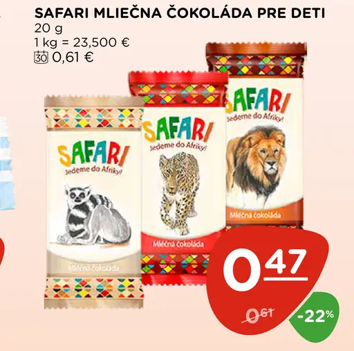 Safari mliečna čokoláda pre deti