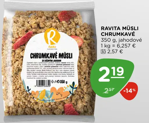 Ravita chrumkavé müsli jahodové