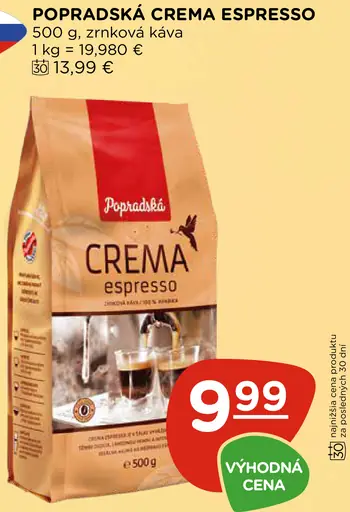 Popradská Crema Espresso zrnková káva