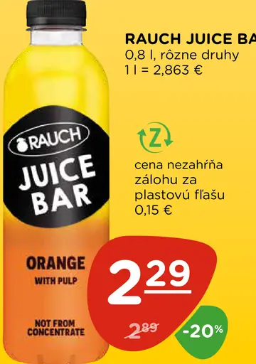 Rauch Juice Bar Orange with pulp džús