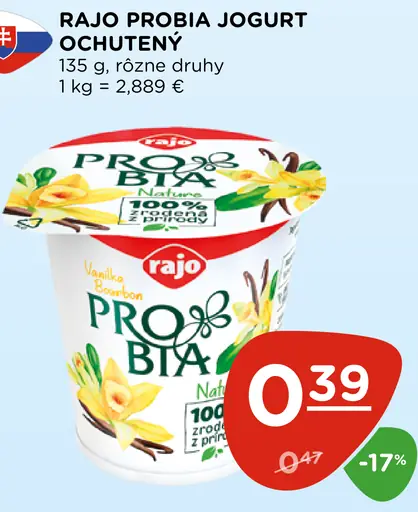 Rajo Probia jogurt ochutený rôzne druhy