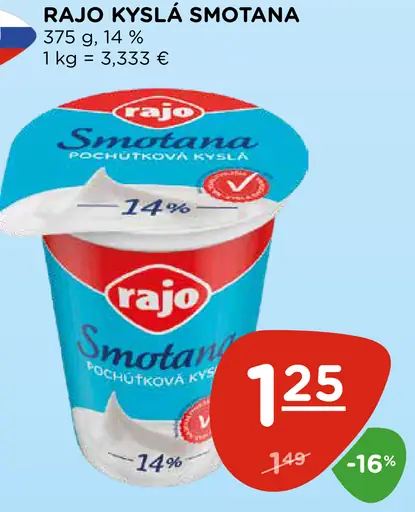 Rajo Kyslá smotana 14%