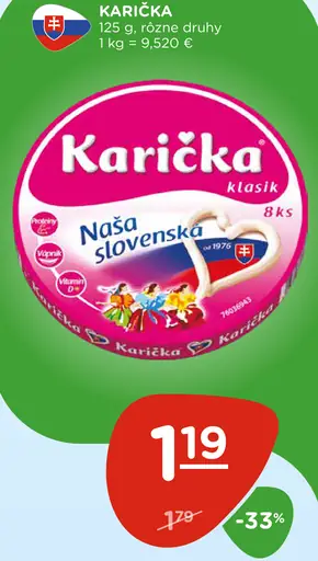 Karička Tavený syr Klasik Naša slovenská