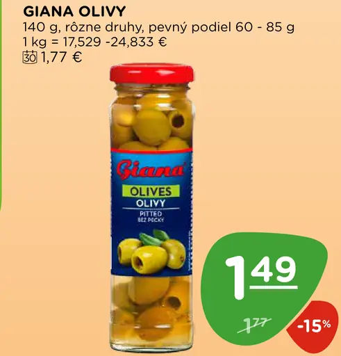 Giana zelené olivy plnené paprikou