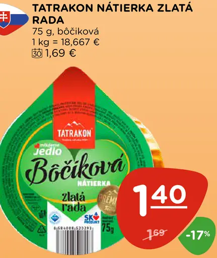 Tatrakon nátierka Zlatá rada bôčiková