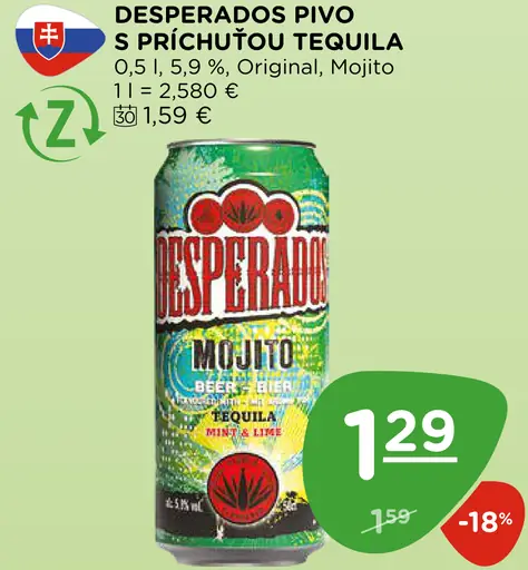 Desperados Pivo s príchuťou tequila plechovka