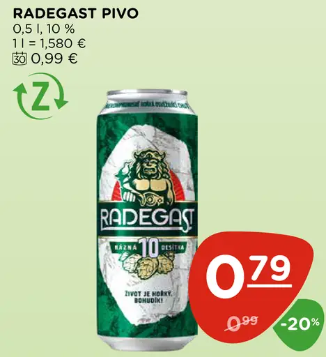 Radegast Pivo plechovka