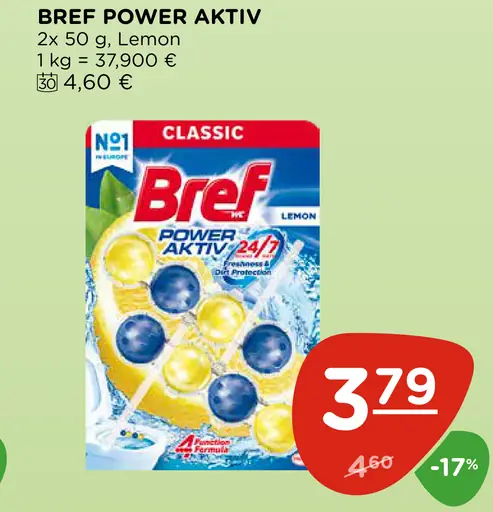 Bref Power Aktiv Lemon tuhý WC blok