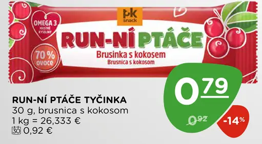 Run-Ní Ptáče tyčinka brusnica s kokosom