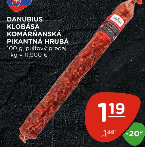Danubius Klobása Komárňanská pikantná hrubá