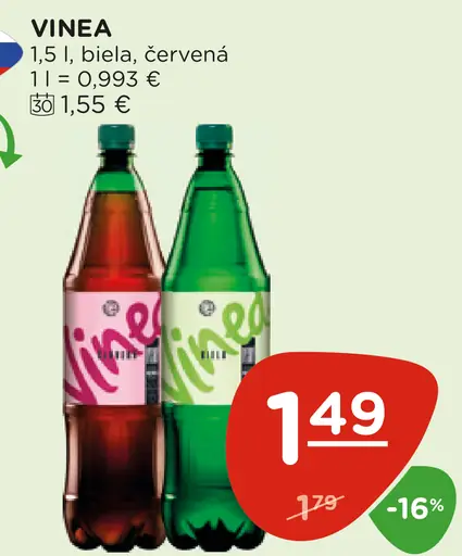 Vinea limonáda biela, červená