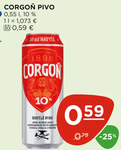 Corgoň pivo 10% plechovka