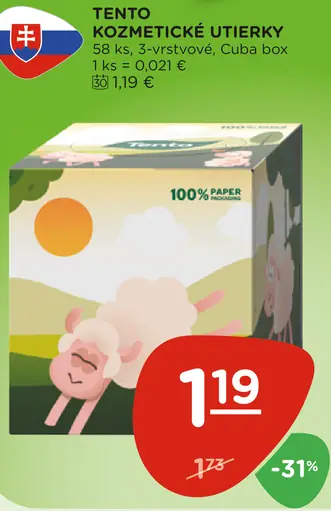 Tento Kozmetické Utierky 3-vrstvové, Cuba box