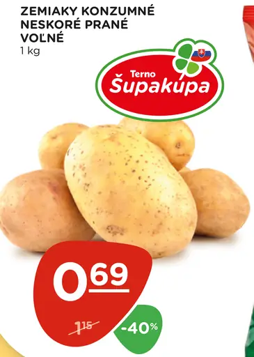 Zemiaky konzumné neskoré prané voľne