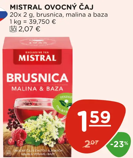 Mistral ovocný čaj brusnica malina a baza