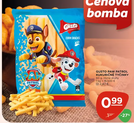 Gusto Paw Patrol kukuričné tyčinky