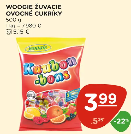 Woogie Žuvacie ovocné cukríky