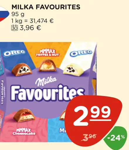 Milka Favourites čokoládové bonbóny
