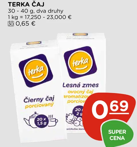 Terka čaj porciovaný čierny čaj lesná zmes ovocný čaj