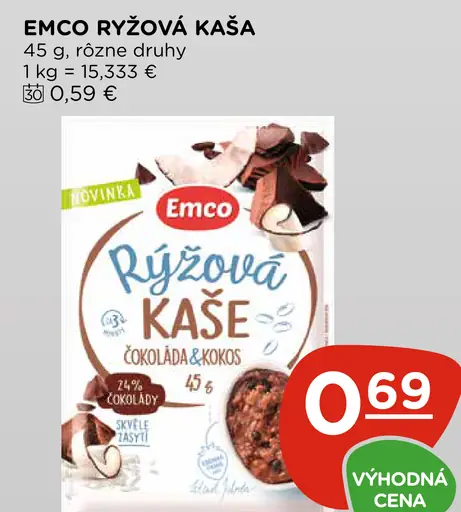 Emco Ryžová kaša čokoláda & kokos