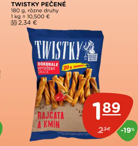 Twistky pečené slané tyčinky rajčata a kmin