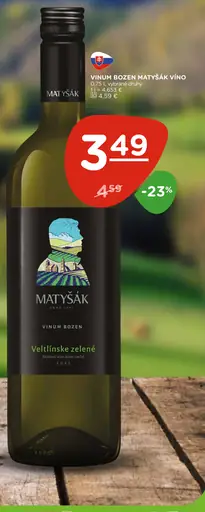 Matyšák Vinum Bozen Veltlínske zelené akostné víno biele suché