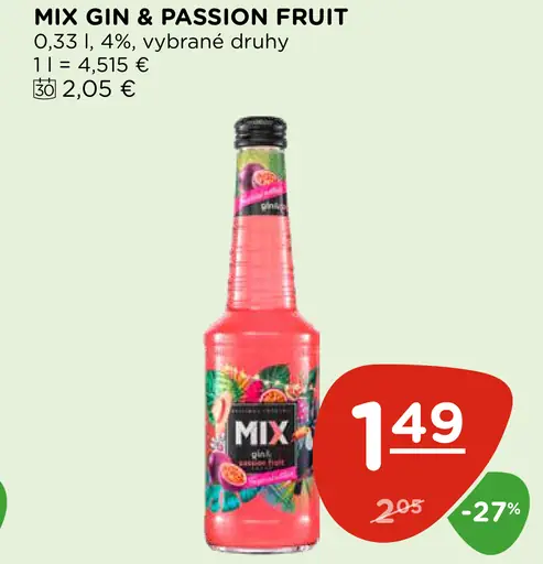 Mix gin & Passion Fruit miešaný nápoj