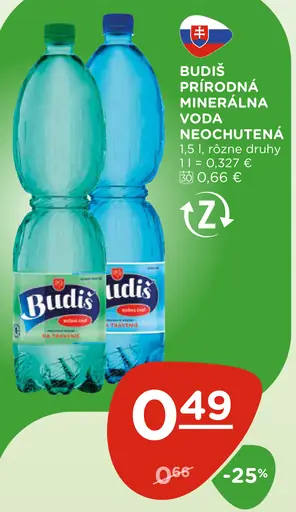 Budiš prírodná minerálna voda neochutená