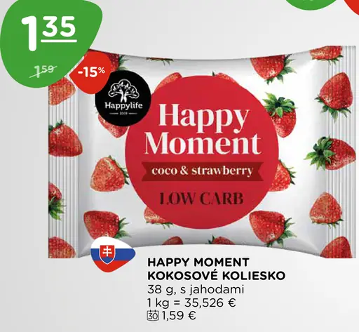 Happy Moment kokosové koliesko s jahodami